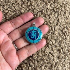 Turquoise and Blue Round Pendant Necklace